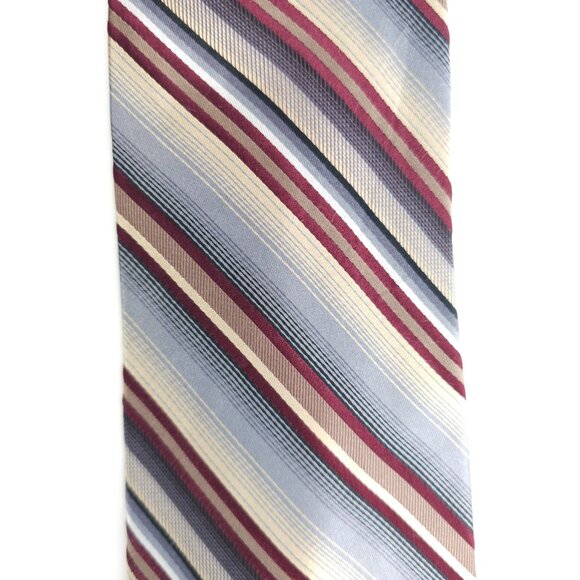 Platinum Designs Men Necktie 100% Silk Handmade Striped Gray Red 60x4 - NWOT - Picture 2 of 5
